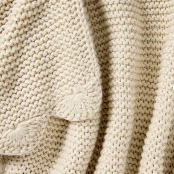 Threshold designed with Studio McGee Knit Scalloped Edge Throw Blanket Cream NWT - Picture 3 of 3